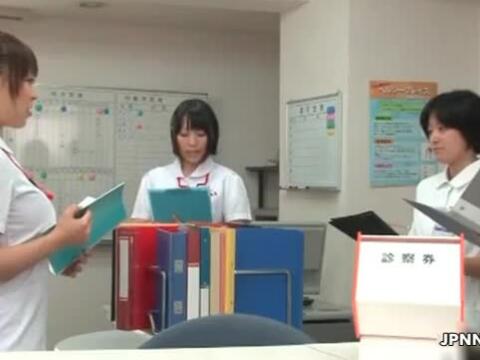 Busty Asian nurse milks patient cock in Doc's clinic