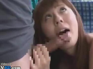 Busty Asian wife sucks and fucks with her husband in the bus