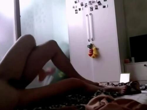 Voyeur couple made by an Asian girl on their bed