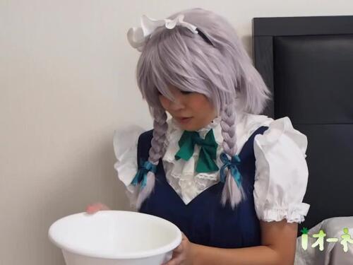 Reiinamu asian girl gets cum on tits and diapers in 4K Cosplay