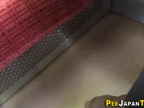 Yua gets her hairy pussy peeing on the street