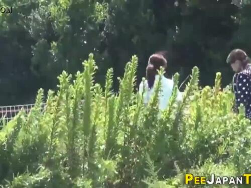 Horny asian pissing in the forest