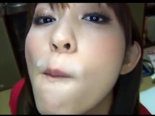 Japanese babe Ruka drinks cum