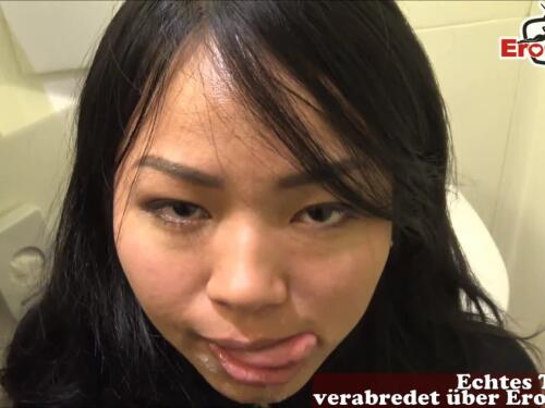 Amateur asian student sucking my dick and swallowing cum from a friend
