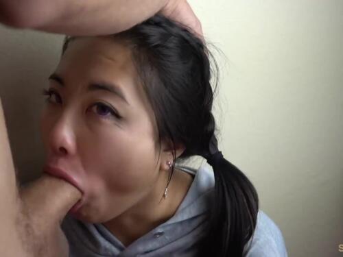 BANGING OUT BLOWJOB WHILE WATCHING THE SERIES - Asian Girl Gets Her Face Fucked